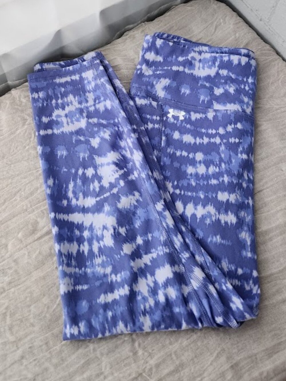 Under Armour Blue Tie Dye Print Leggings Women’s Large L Side Pocket